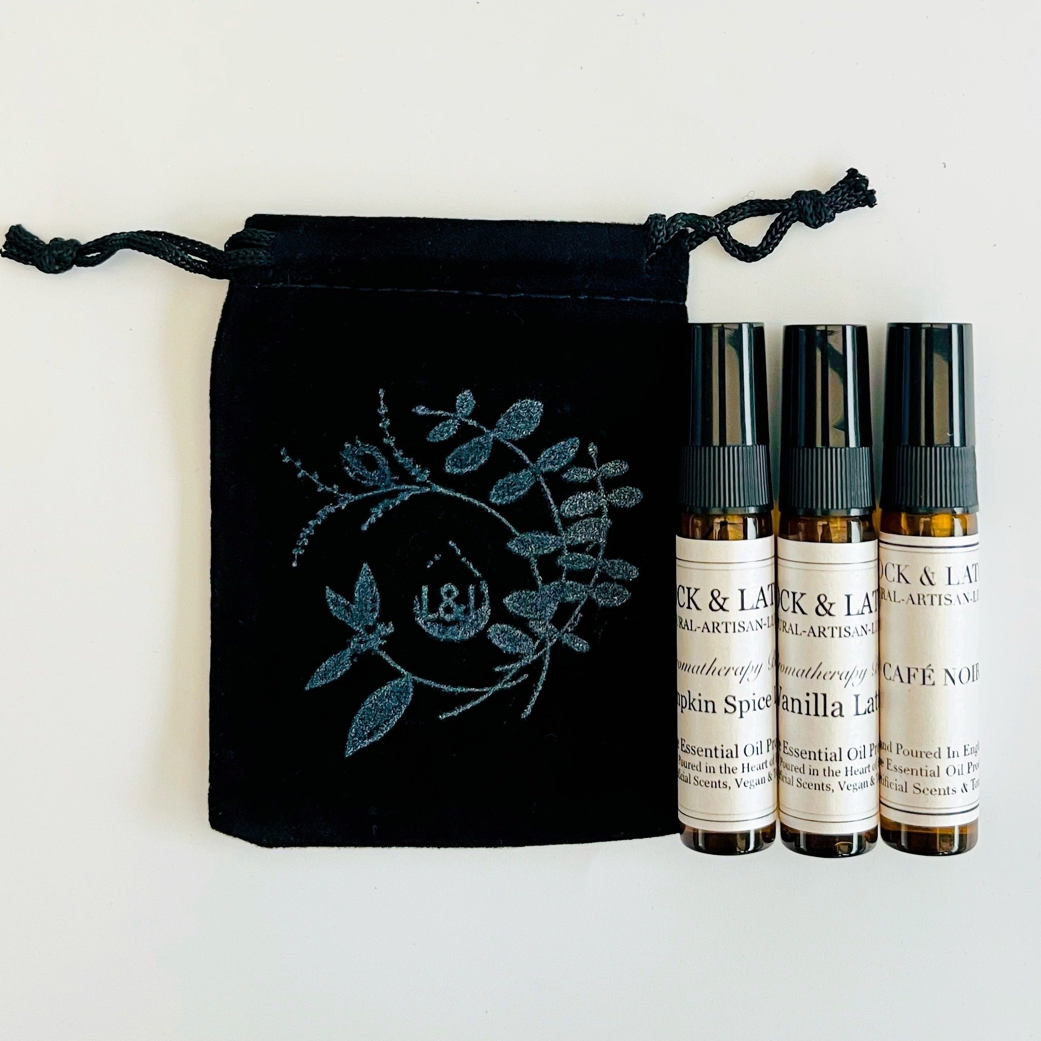 Trio of 5ml Atomisers- perfect way to find your favourite Lock & Latch aromatherapy blend