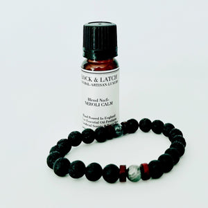 Anxiety Relief Real Volcanic Lava Bracelet with NOW 10ml of pure essential oil in a choice of 4 blends (stretchy band)