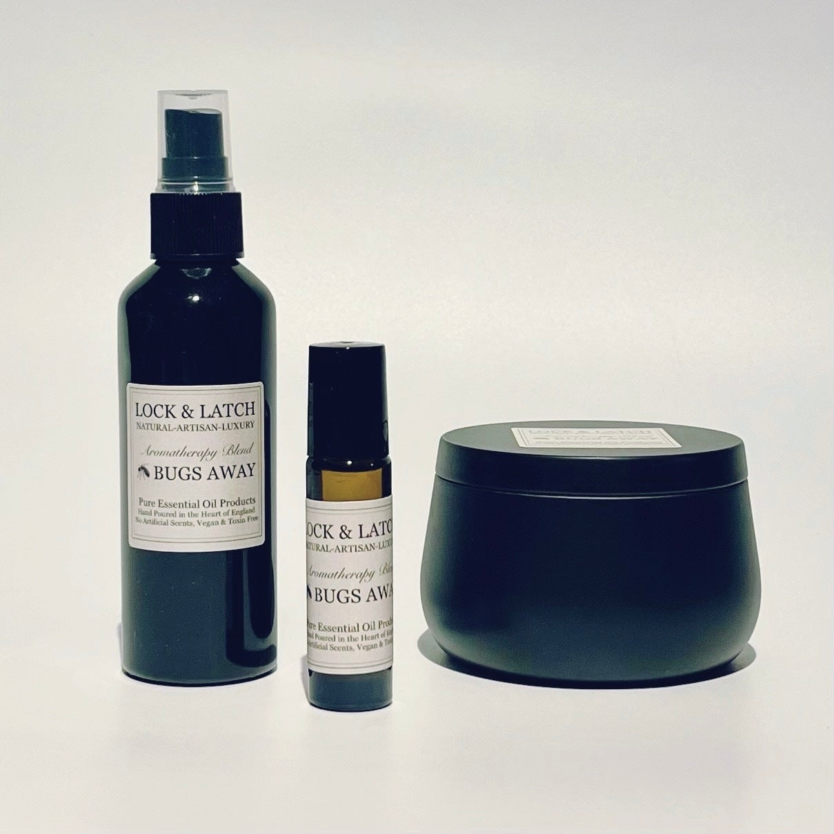 BUGS AWAY Candle, Spray and Roller Ball-Peppermint, Eucalyptus & Citronella