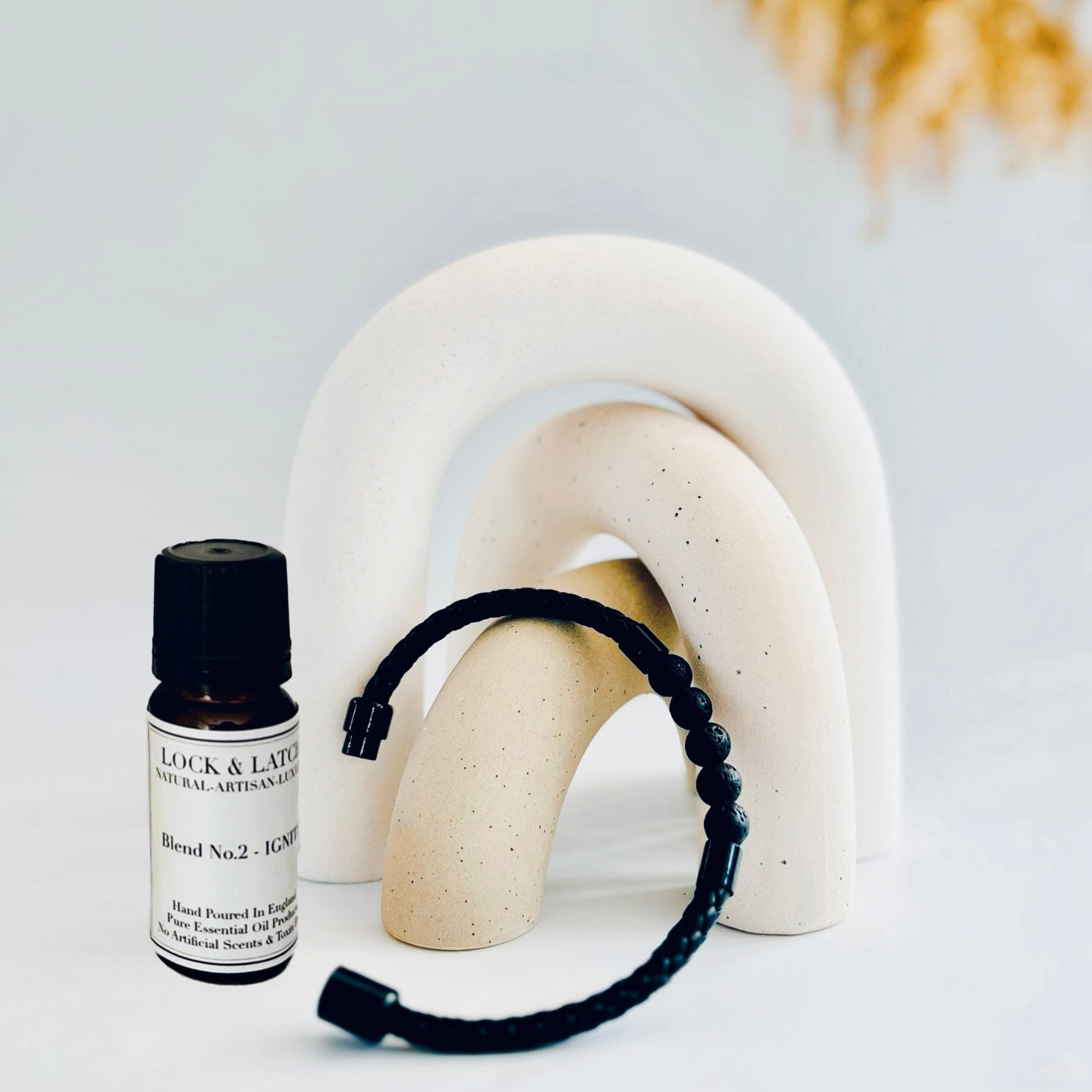 Anxiety Relief Real Volcanic Lava & Leather Bracelet with NOW 10ml of pure essential oil in a choice of 4 blends (Magnetic Fastening)